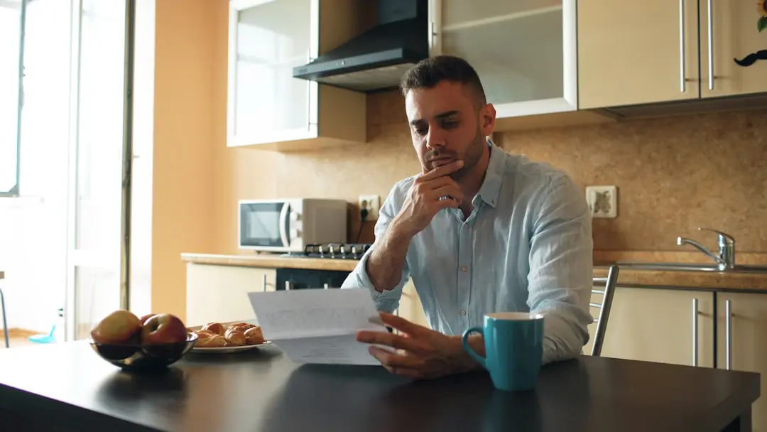 Man reading a document in a kitchen — Photo by Vitaly Gariev on Unsplash